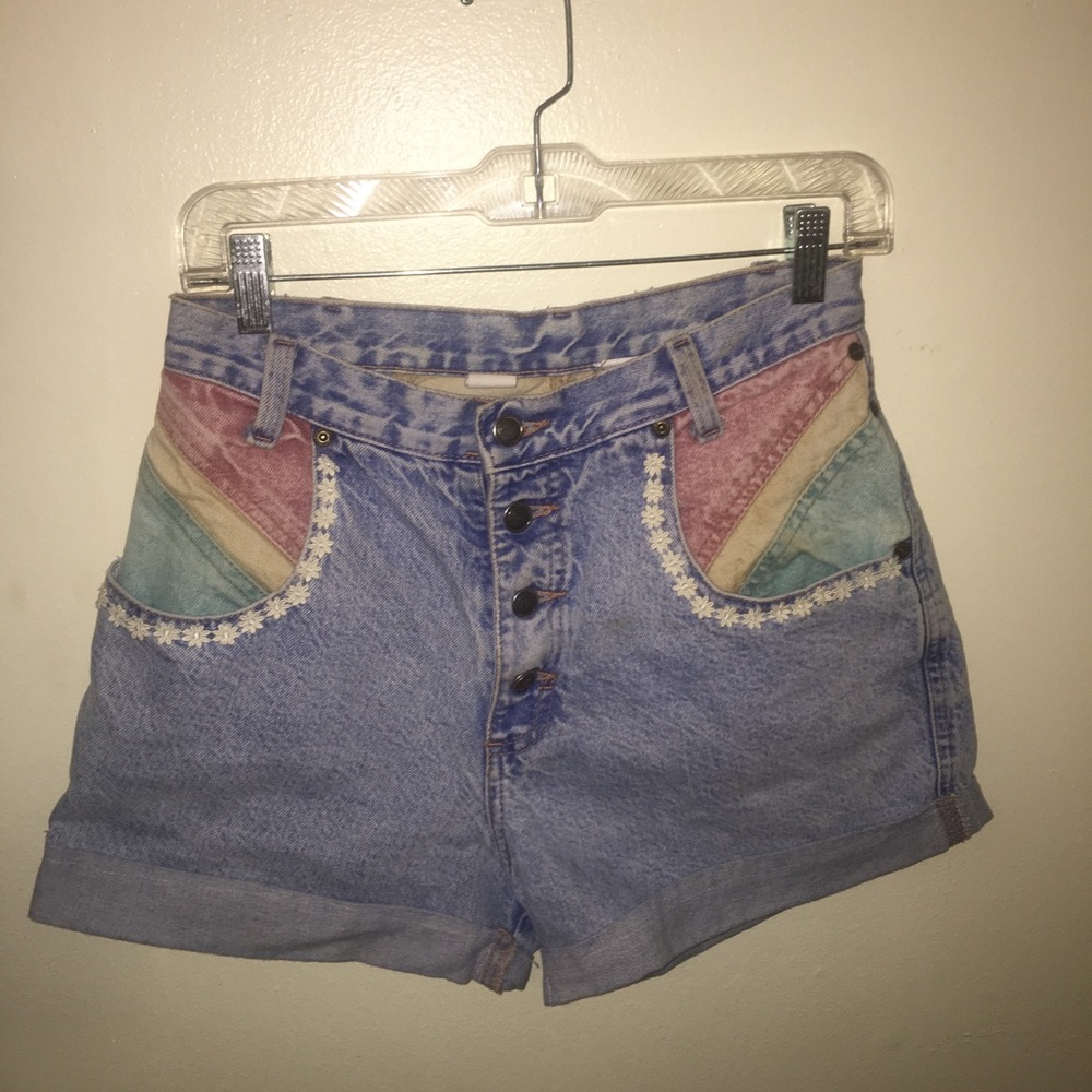 DIY pastel jean shorts